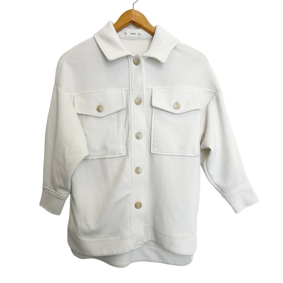 Mango MNG Between Season Jacket Mottled White XS Oversized Shacket Layering Coat - Picture 4 of 10